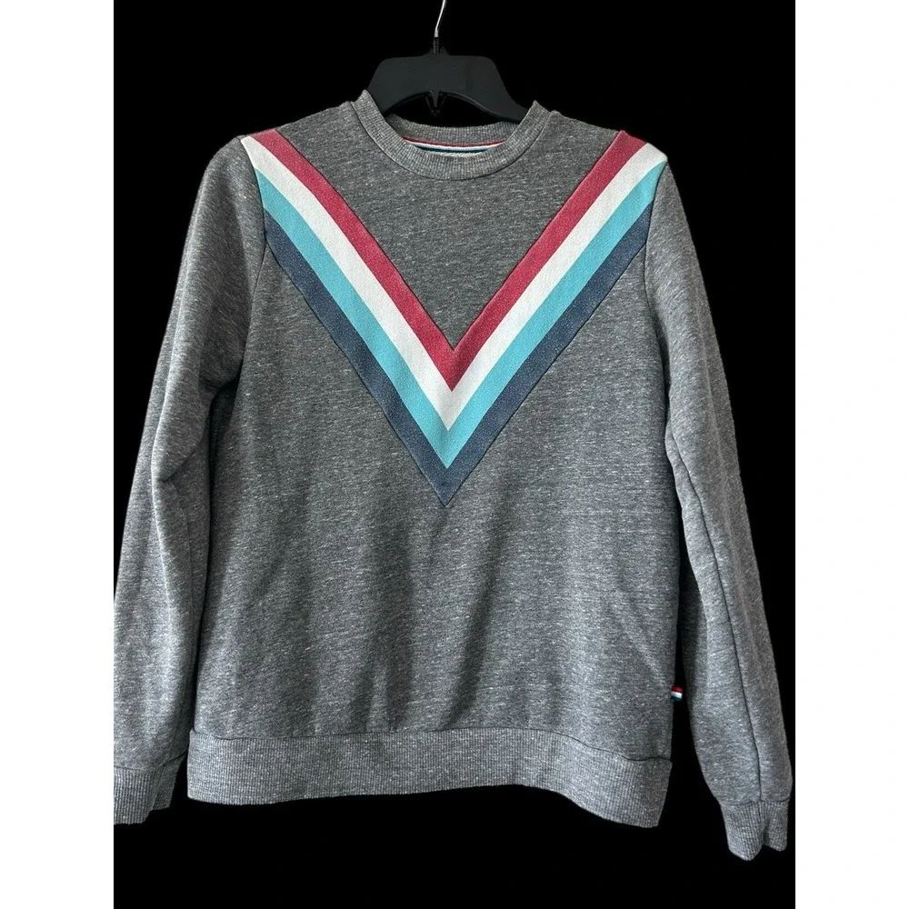Anthropologie Sol Angeles Sweatshirt Pullover Size XS‎ Gray Multi Stripe Vintage